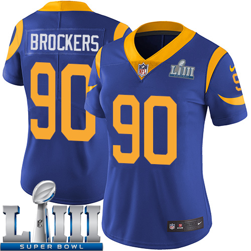 Women Los Angeles Rams #90 Brockers blue Nike Vapor Untouchable Limited 2019 Super Bowl LIII NFL Jerseys->los angeles rams->NFL Jersey